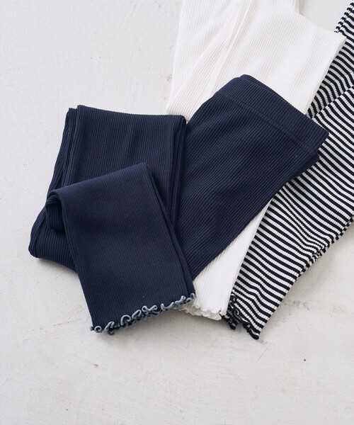 FREAK'S STORE（フリークスストア）の「【限定展開】コットンメローレギンス（レギンス/スパッツ・レディース・ストライプ/ブラック/グレー/オフホワイト/ネイビー・ﾌﾘ-）」の5枚目の写真