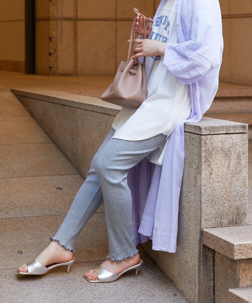 FREAK'S STORE（フリークスストア）の「【限定展開】コットンメローレギンス（レギンス/スパッツ・レディース・ストライプ/ブラック/グレー/オフホワイト/ネイビー・ﾌﾘ-）」の4枚目の写真