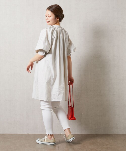 FREAK'S STORE（フリークスストア）の「【限定展開】コットンメローレギンス（レギンス/スパッツ・レディース・ストライプ/ブラック/グレー/オフホワイト/ネイビー・ﾌﾘ-）」の8枚目の写真