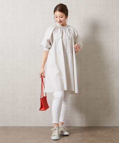 FREAK'S STORE（フリークスストア）の「【限定展開】コットンメローレギンス（レギンス/スパッツ・レディース・ストライプ/ブラック/グレー/オフホワイト/ネイビー・ﾌﾘ-）」の9枚目の写真