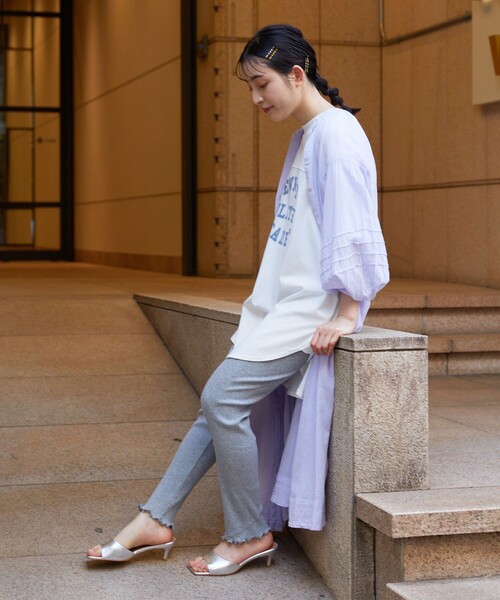 FREAK'S STORE（フリークスストア）の「【限定展開】コットンメローレギンス（レギンス/スパッツ・レディース・ストライプ/ブラック/グレー/オフホワイト/ネイビー・ﾌﾘ-）」の13枚目の写真