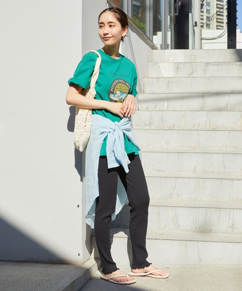 FREAK'S STORE（フリークスストア）の「【限定展開】コットンメローレギンス（レギンス/スパッツ・レディース・ストライプ/ブラック/グレー/オフホワイト/ネイビー・ﾌﾘ-）」の14枚目の写真