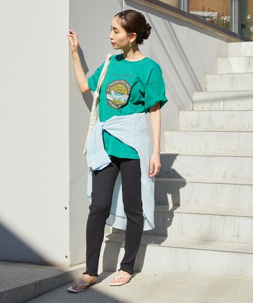 FREAK'S STORE（フリークスストア）の「【限定展開】コットンメローレギンス（レギンス/スパッツ・レディース・ストライプ/ブラック/グレー/オフホワイト/ネイビー・ﾌﾘ-）」の16枚目の写真