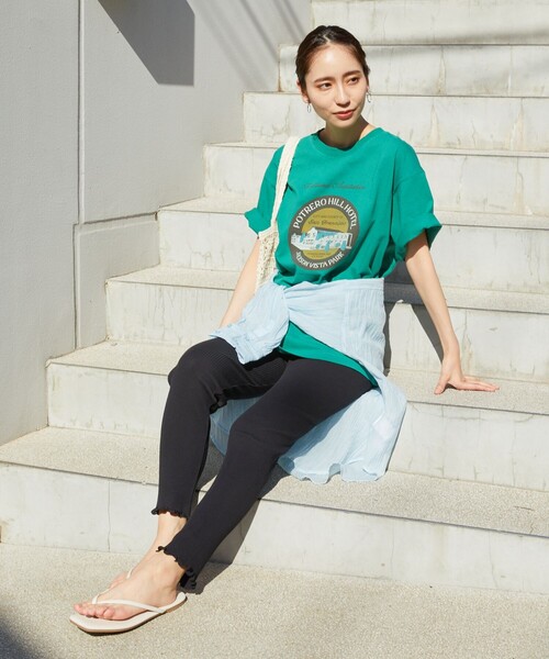 FREAK'S STORE（フリークスストア）の「【限定展開】コットンメローレギンス（レギンス/スパッツ・レディース・ストライプ/ブラック/グレー/オフホワイト/ネイビー・ﾌﾘ-）」の17枚目の写真