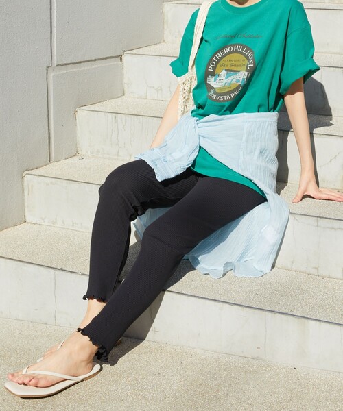 FREAK'S STORE（フリークスストア）の「【限定展開】コットンメローレギンス（レギンス/スパッツ・レディース・ストライプ/ブラック/グレー/オフホワイト/ネイビー・ﾌﾘ-）」の18枚目の写真