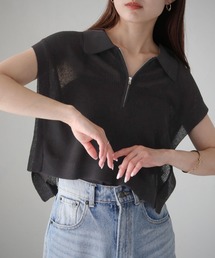 【cheriella】WEB限定シアーハーフジップショートニット