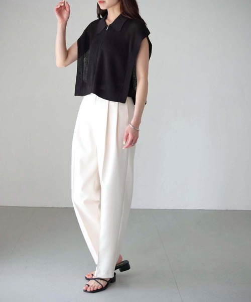 cheriella（シェリエラ）の「【cheriella】WEB限定シアーハーフジップショートニット（ニット/セーター・レディース・ブラック/カーキ/アイボリー・M）」の15枚目の写真