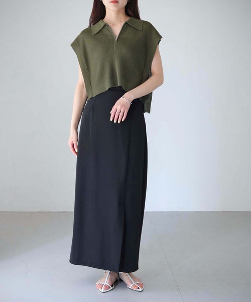 cheriella（シェリエラ）の「【cheriella】WEB限定シアーハーフジップショートニット（ニット/セーター・レディース・ブラック/カーキ/アイボリー・M）」の12枚目の写真