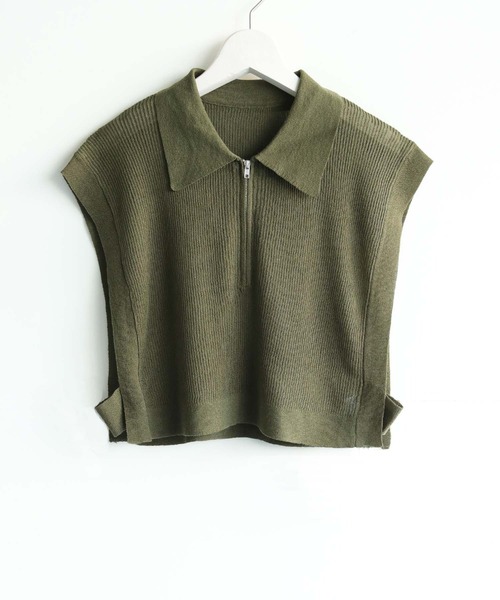 cheriella（シェリエラ）の「【cheriella】WEB限定シアーハーフジップショートニット（ニット/セーター・レディース・ブラック/カーキ/アイボリー・M）」の7枚目の写真