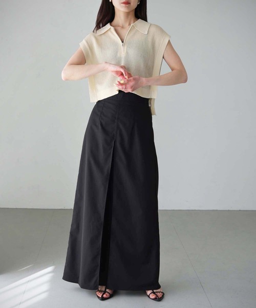 cheriella（シェリエラ）の「【cheriella】WEB限定シアーハーフジップショートニット（ニット/セーター・レディース・ブラック/カーキ/アイボリー・M）」の9枚目の写真