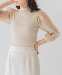 袖シースルーニット