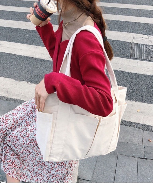Coo+i(クーイ)の「キャンバストートバッグ(トートバッグ・レディース・ホワイト/ブラック・FREE)」の9枚目の写真