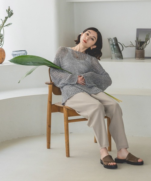 未使用　ELIN ウール混　タックパンツ　エリン　PLST ベージュ　ストレッチ 未使用 ELIN ウール混 タックパンツ エリン PLST ベージュ