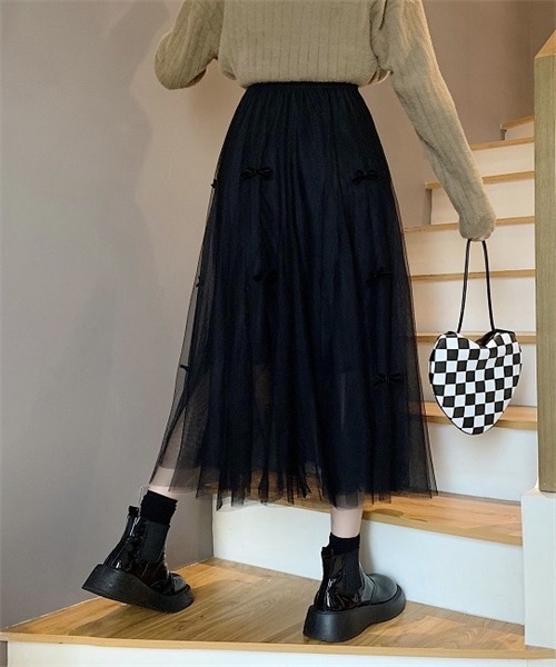 FREE STYLISTS（フリー スタイリスト）の「リボンチュールスカート（スカート・レディース・ベージュ/ブラック・FREE）」の16枚目の写真