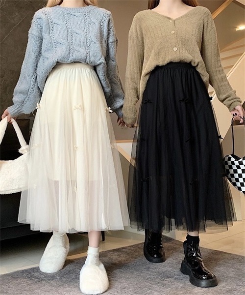 FREE STYLISTS（フリー スタイリスト）の「リボンチュールスカート（スカート・レディース・ベージュ/ブラック・FREE）」の11枚目の写真