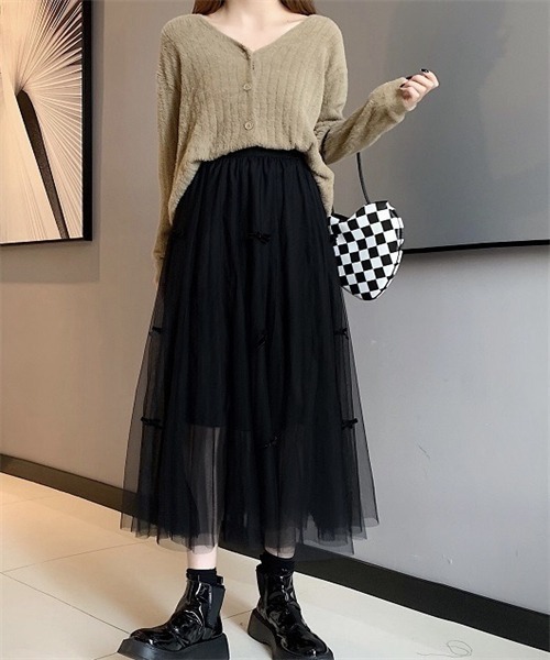 FREE STYLISTS（フリー スタイリスト）の「リボンチュールスカート（スカート・レディース・ベージュ/ブラック・FREE）」の18枚目の写真