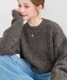 ざっくり畦編みMIXヤーンニットプルオーバー