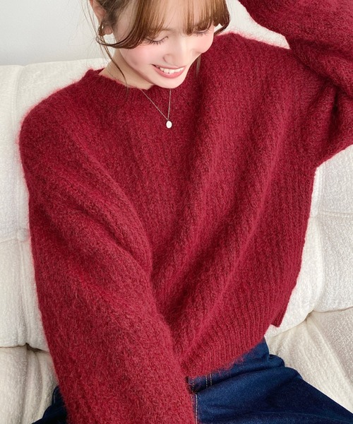 moment+（モーメントプラス）の「ざっくり畦編みMIXヤーンニットプル