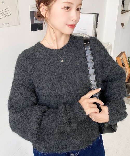 セール】ざっくり畦編みMIXヤーンニットプルオーバー（ニット/セーター