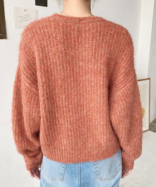 セール】ざっくり畦編みMIXヤーンニットプルオーバー（ニット/セーター