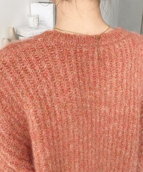 セール】ざっくり畦編みMIXヤーンニットプルオーバー（ニット/セーター