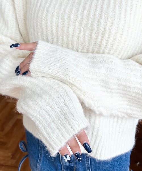 セール】ざっくり畦編みMIXヤーンニットプルオーバー（ニット/セーター