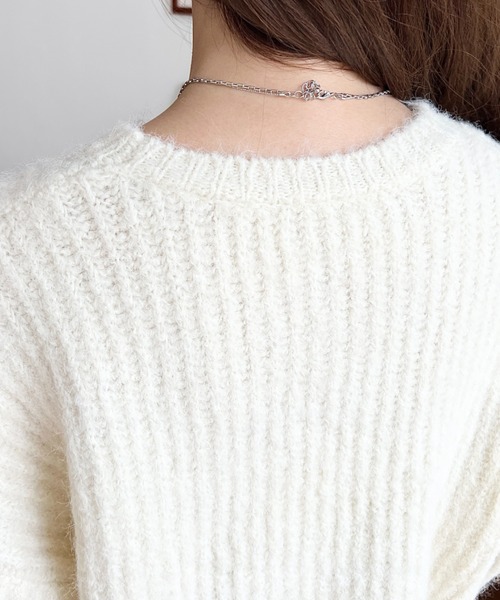 セール】ざっくり畦編みMIXヤーンニットプルオーバー（ニット/セーター
