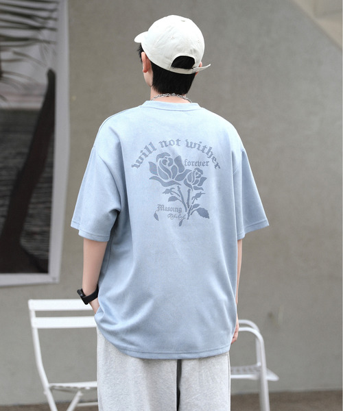neos（ネオス）の「【neos -addictive design-】ルーズシルエット ローズプリント フェイクスウェード調 ハーフスリーブ Tシャツ（Tシャツ/カットソー・メンズ・カーキ/チャコールグレー/ブルー/パープル・MEDIUM/LARGE/X-LARGE）」の10枚目の写真