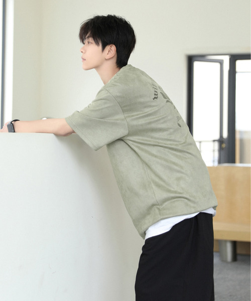 neos（ネオス）の「【neos -addictive design-】ルーズシルエット ローズプリント フェイクスウェード調 ハーフスリーブ Tシャツ（Tシャツ/カットソー・メンズ・カーキ/チャコールグレー/ブルー/パープル・MEDIUM/LARGE/X-LARGE）」の21枚目の写真