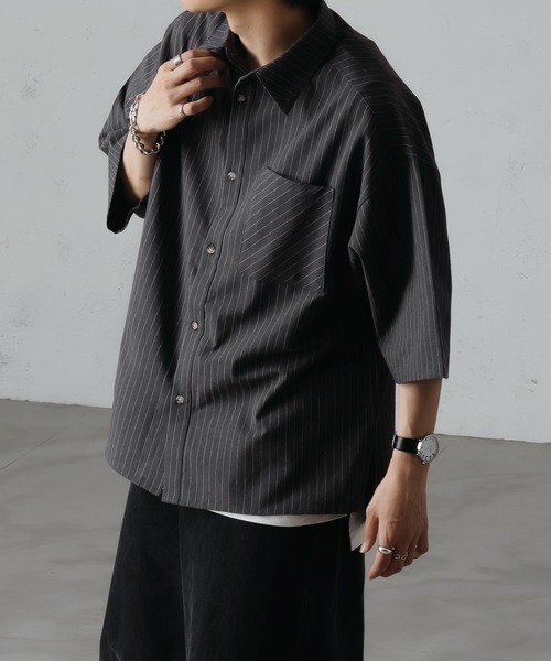 【日本製 社交ダンス衣装】ブラック SEKINE メンズ ブラウス トップス GARAGE OF GOOD CLOTHING｜SHOGO SEKINEバックロゴオーバーサイズ