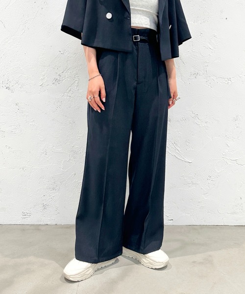 apres jour mignon(アプレジュールミニョン)の「ハイウエストベルト付きパンツ【SETUP着用可能】【ZOZOTOWN限定アイテム】(その他パンツ・レディース・ブラック/ライトグレー/ネイビー・X-LARGE/MEDIUM/SMALL)」の3枚目の写真