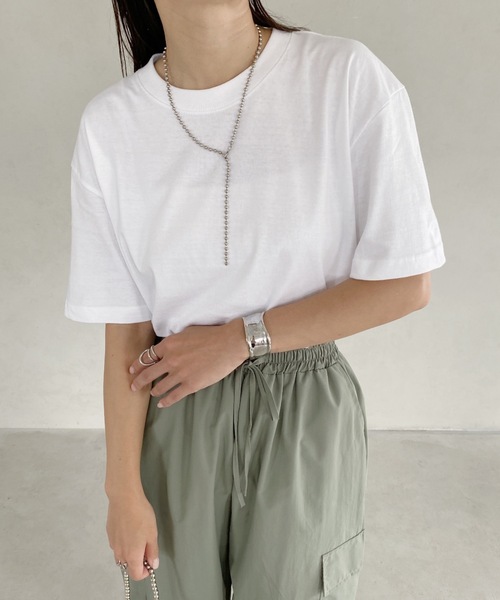 MYMOOD.(マイムード)の「5.6オンス ハイグレードコットン オーバーサイズTシャツ(Tシャツ/カットソー・レディース・ホワイト/ブラック/グレー/チャコールグレー・M/L)」の2枚目の写真