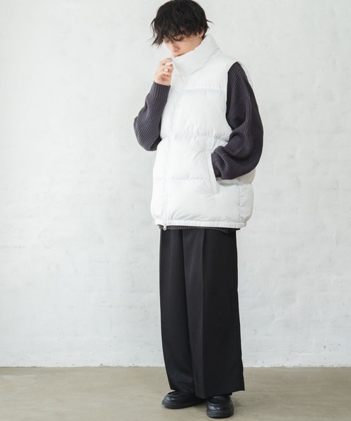 WEGO(ウィゴー)の「WEGO/ハイネックパデットベスト(ダウンベスト・メンズ・ホワイト/ブラック/その他1・MEDIUM/LARGE)」の13枚目の写真