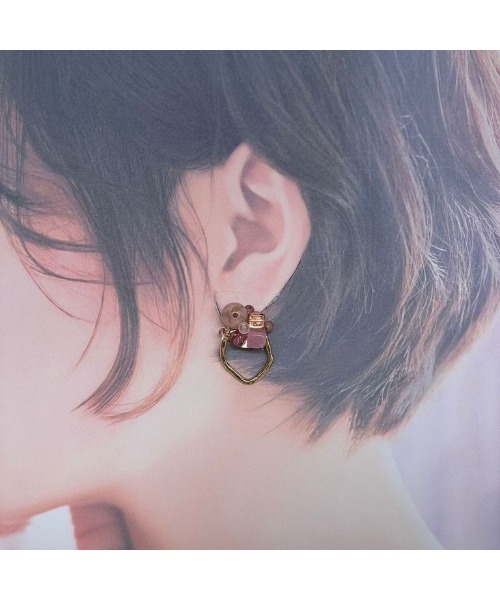 tone(トーン)の「【musk】ヴィンテージのピンクビーズイヤリング(MA)(イヤリング・レディース・ピンク・FREE)」の2枚目の写真
