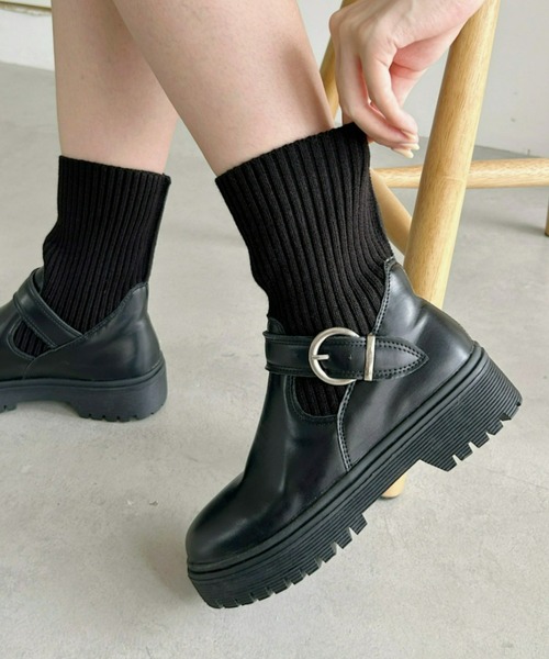 Loueme（ルエム）の「ニットドッキングベルトソックスブーツ（ブーツ・レディース・アイボリー/ブラック・23.5cm/24.5cm/22.5cm）」の17枚目の写真