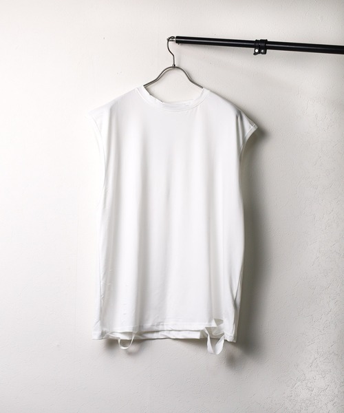 ARCHIVER（アーカイバ）の「【Bl】 [IZU] ダメージ半袖Tシャツ（Tシャツ/カットソー・レディース・グレー/ホワイト/ブラック・FREE）」の2枚目の写真