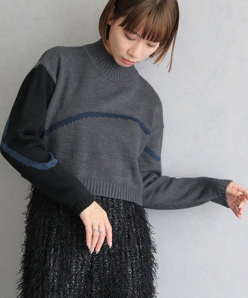 cheriella(シェリエラ)の「【cheriella】WEB限定3配色インターシャニットプルオーバー(ニット/セーター・レディース・ブラック/ブルー/パープル/チャコールグレー・M)」の1枚目の写真