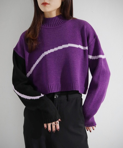 cheriella(シェリエラ)の「【cheriella】WEB限定3配色インターシャニットプルオーバー(ニット/セーター・レディース・ブラック/ブルー/パープル/チャコールグレー・M)」の17枚目の写真
