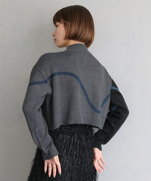 cheriella(シェリエラ)の「【cheriella】WEB限定3配色インターシャニットプルオーバー(ニット/セーター・レディース・ブラック/ブルー/パープル/チャコールグレー・M)」の18枚目の写真