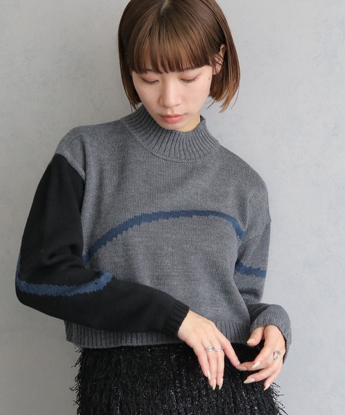 cheriella(シェリエラ)の「【cheriella】WEB限定3配色インターシャニットプルオーバー(ニット/セーター・レディース・ブラック/ブルー/パープル/チャコールグレー・M)」の22枚目の写真