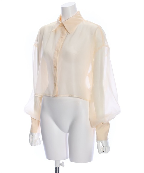 clear(クリア)の「ショート丈シアーシャツ≪2024SS≫(シャツ/ブラウス・レディース・ピンク/グリーン/ライトグレー/ライトベージュ/オフホワイト/ブラウン・F)」の11枚目の写真