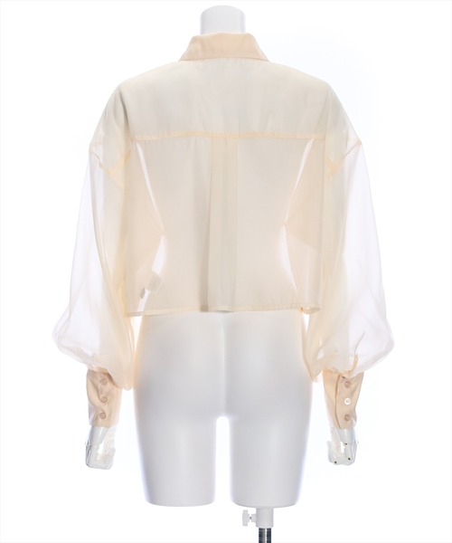 clear(クリア)の「ショート丈シアーシャツ≪2024SS≫(シャツ/ブラウス・レディース・ピンク/グリーン/ライトグレー/ライトベージュ/オフホワイト/ブラウン・F)」の12枚目の写真