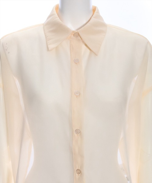 clear(クリア)の「ショート丈シアーシャツ≪2024SS≫(シャツ/ブラウス・レディース・ピンク/グリーン/ライトグレー/ライトベージュ/オフホワイト/ブラウン・F)」の9枚目の写真