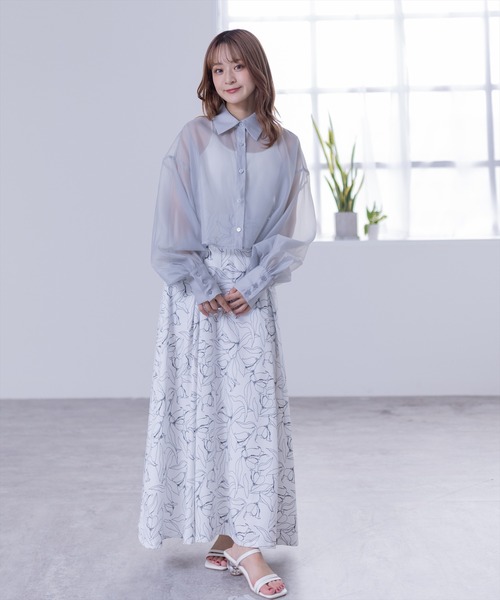 clear(クリア)の「ショート丈シアーシャツ≪2024SS≫(シャツ/ブラウス・レディース・ピンク/グリーン/ライトグレー/ライトベージュ/オフホワイト/ブラウン・F)」の19枚目の写真