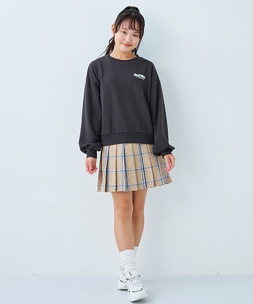 LOVETOXIC（ラブトキシック）の「ベルト付チェックプリーツスカパン（スカート・キッズ・サックスブルー/ラベンダー/ベージュ/ブラック・SS/S/M/L）」の5枚目の写真