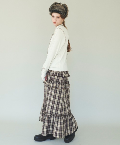 idem（イデム）の「lace up mellow tops/レースアップメロウトップス（Tシャツ/カットソー・レディース・アイボリー/ブラック/レッド・FREE）」の8枚目の写真