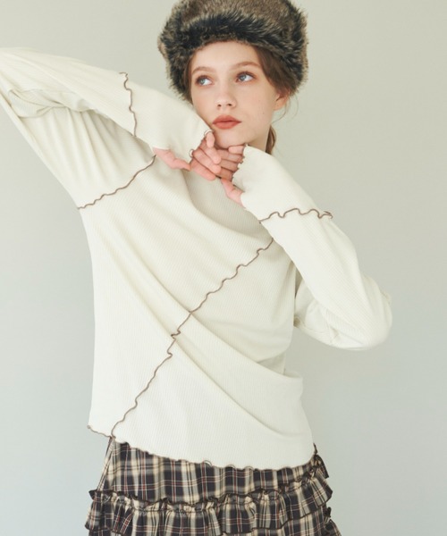 未使用❗️jamaisvu  メジャヴ   バックレースアップ リブカットソー idem（イデム）の「lace up mellow tops/レースアップメロウ