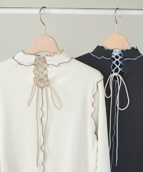 未使用❗️jamaisvu  メジャヴ   バックレースアップ リブカットソー idem（イデム）の「lace up mellow tops/レースアップメロウ