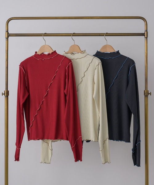 idem（イデム）の「lace up mellow tops/レースアップメロウトップス（Tシャツ/カットソー・レディース・アイボリー/ブラック/レッド・FREE）」の19枚目の写真