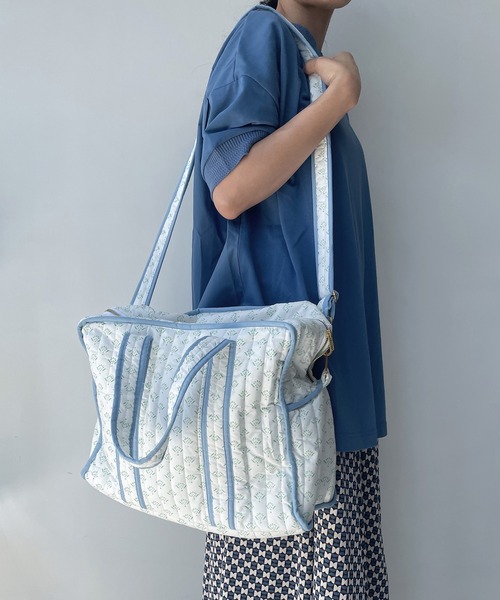 AS KNOW AS plus（アズノゥアズプラス）の「インドプリントキルトボストンバッグ（ボストンバッグ・レディース・ライトピンク/ホワイト系/グレー系/ターコイズブルー系/ブルー系/ピンク系・FREE）」の18枚目の写真